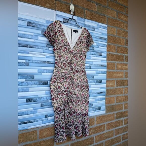 MAJORELLE Elaine Midi Dress In Leopard Multi xs - Picture 6 of 16